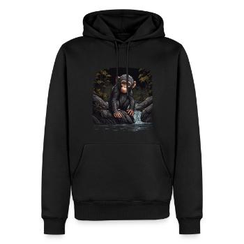 Singe chimpanzé - Sweat à capuche Premium bio Homme - noir - Devant - Nico (187cm)