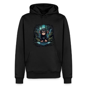 Chimpanzé Singe Animal Bébé Louveteau Singe - Sweat à capuche Premium bio Homme - noir - Devant - Nico (187cm)