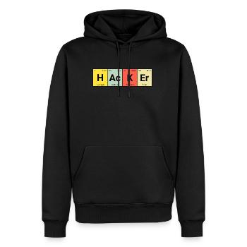 hacker - Men’s Premium Organic Hoodie - black - Front - Nico (187cm)