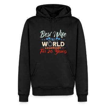 20e anniversaire de mariage Couple Design 20 ans de mariage - Sweat à capuche Premium bio Homme - noir - Devant - Nico (187cm)