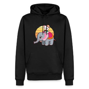 Katze reitet Elefant - Männer Premium Bio Hoodie - Schwarz - Vorne - Nico (187cm)