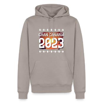 Grande Canarie 2023 (Garantie du prix le plus bas) - Sweat à capuche Premium bio Homme - taupe - Devant - Nico (187cm)