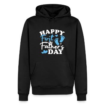Joyeuse première fête des pères - Sweat à capuche Premium bio Homme - noir - Devant - Nico (187cm)