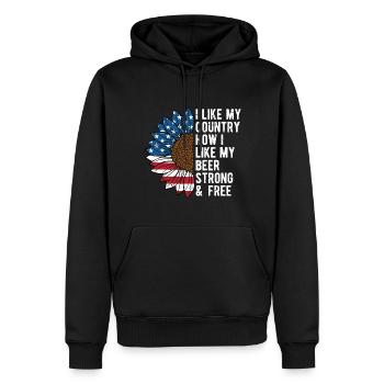 How I Like My Beer Strong and Free 4th of July - Men’s Premium Organic Hoodie - black - Front - Nico (187cm)