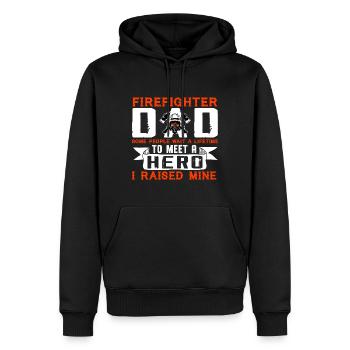 Feuerwehrmann Papa Ich habe meine aufgezogen - Männer Premium Bio Hoodie - Schwarz - Vorne - Nico (187cm)