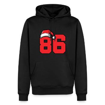 86 Numéro Noël - Sweat à capuche Premium bio Homme - noir - Devant - Nico (187cm)