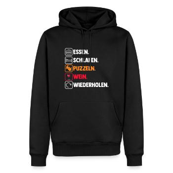 Wein Puzzlefan Puzzler Puzzleteile Puzzle - Männer Premium Bio Hoodie - Schwarz - Vorne - Nico (187cm)