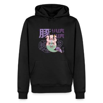 Cochon sirène - Sweat à capuche Premium bio Homme - noir - Devant - Nico (187cm)