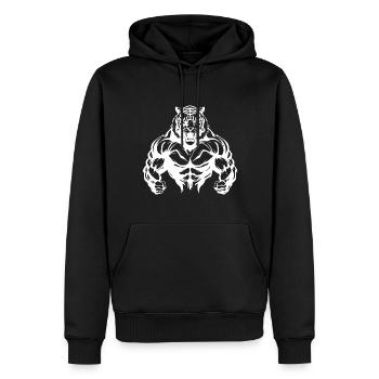 Gymnase d’entraînement Tiger Muscles - Sweat à capuche Premium bio Homme - noir - Devant - Nico (187cm)