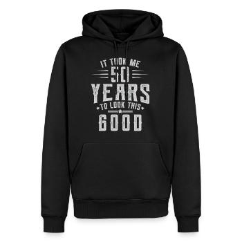 Dauerte 50 Jahre, um diese gute Geburtstagsgeschenkidee zu schauen - Männer Premium Bio Hoodie - Schwarz - Vorne - Nico (187cm)