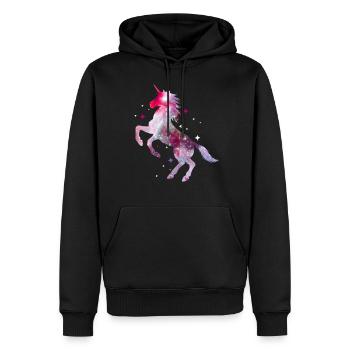 Einhorn Unicorn Pferd Glitzer Isländer - Männer Premium Bio Hoodie - Schwarz - Vorne - Nico (187cm)