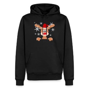 Rennes de Noël - Sweat à capuche Premium bio Homme - noir - Devant - Nico (187cm)