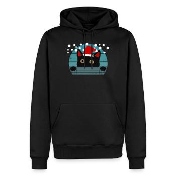 Weihnachts Katze - Männer Premium Bio Hoodie - Schwarz - Vorne - Nico (187cm)