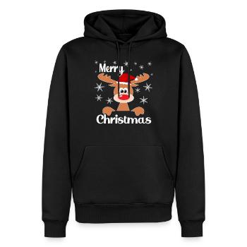 Rentier Weihnachten Reindeer Geschenkideen - Männer Premium Bio Hoodie - Schwarz - Vorne - Nico (187cm)