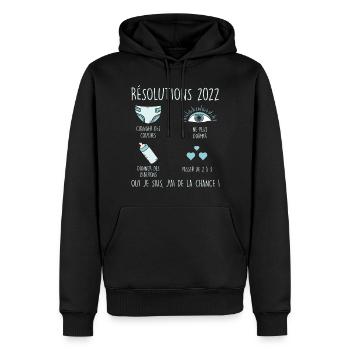 Résolutions 2022 couches sommeil biberons amour - Sweat à capuche Premium bio Homme - noir - Devant - Nico (187cm)