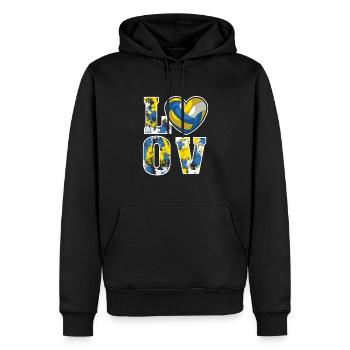 Love Volleyball mit Farbklecksen für Volleyball - Männer Premium Bio Hoodie - Schwarz - Vorne - Nico (187cm)