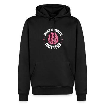 Santé mentale - Sweat à capuche Premium bio Homme - noir - Devant - Nico (187cm)