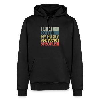 Husky Kaffee - Männer Premium Bio Hoodie - Schwarz - Vorne - Nico (187cm)