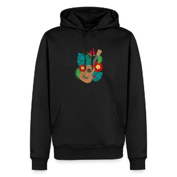 Ukulélé - Sweat à capuche Premium bio Homme - noir - Devant - Nico (187cm)