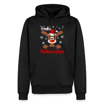 Weihnachts Rentier Frohe Weihnachten - Männer Premium Bio Hoodie - Schwarz - Vorne - Nico (187cm)