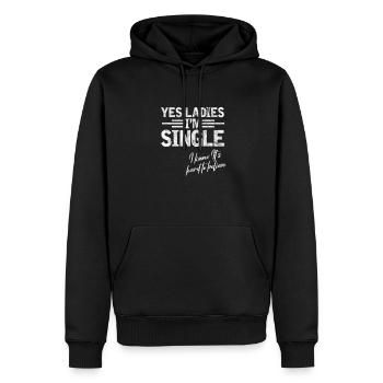 Single - Männer Premium Bio Hoodie - Schwarz - Vorne - Nico (187cm)