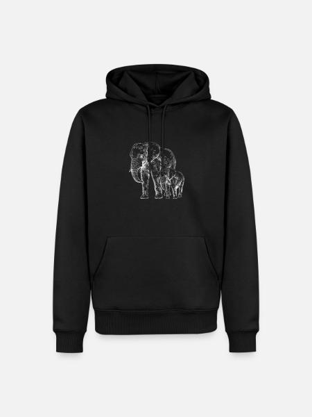Éléphant - Sweat à capuche Premium bio Homme - noir