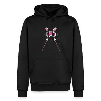 Ski Rabbit Skiing Snow Winter Mountain Gift - Men’s Premium Organic Hoodie - black - Front - Nico (187cm)