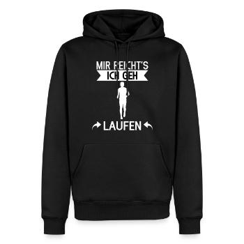 Mir reichts ich geh laufen - Männer Premium Bio Hoodie - Schwarz - Vorne - Nico (187cm)