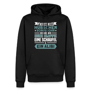 Cadeau de fils bonus de beau-fils de famille - Sweat à capuche Premium bio Homme - noir - Devant - Nico (187cm)