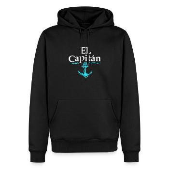 Capitaine - Sweat à capuche Premium bio Homme - noir - Devant - Nico (187cm)