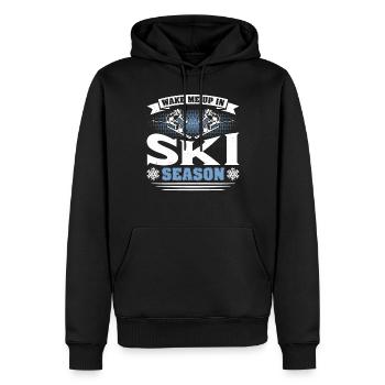 Skieur Ski Ski - Sweat à capuche Premium bio Homme - noir - Devant - Nico (187cm)