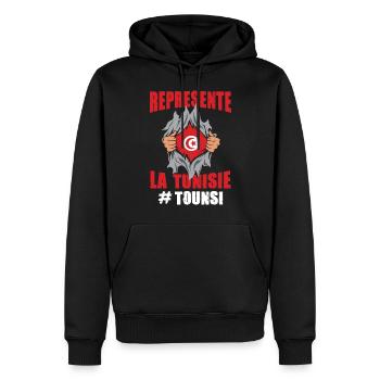 représente la tunisie tounsi supporter drapeau - Sweat à capuche Premium bio Homme - noir - Devant - Nico (187cm)