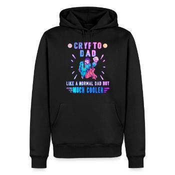 Bitcoin Crypto Père Papa Trader Crypto - Sweat à capuche Premium bio Homme - noir - Devant - Nico (187cm)