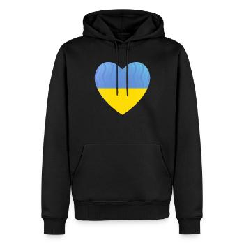 Ukraine Cœur Paix Liberté Poutine - Sweat à capuche Premium bio Homme - noir - Devant - Nico (187cm)