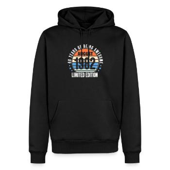 Août 1982 - Sweat à capuche Premium bio Homme - noir - Devant - Nico (187cm)