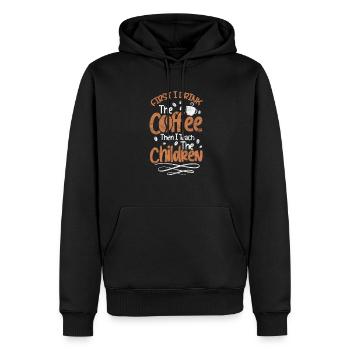 Café enseignant enseignant - Sweat à capuche Premium bio Homme - noir - Devant - Nico (187cm)