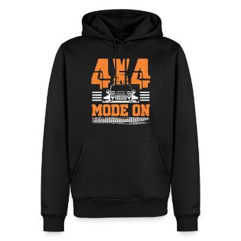 4x4-Modus eingeschaltet - Männer Premium Bio Hoodie - Schwarz - Vorne - Nico (187cm)