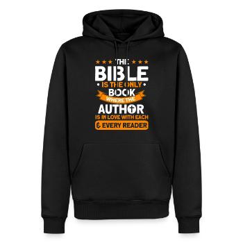 Église étudiante biblique Religieuse - Sweat à capuche Premium bio Homme - noir - Devant - Nico (187cm)