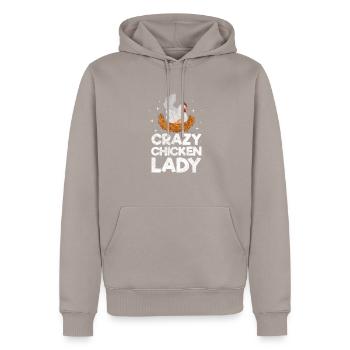 Chicken - Men’s Premium Organic Hoodie - taupe - Front - Nico (187cm)