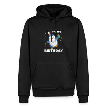 Anniversaire du pingouin - Sweat à capuche Premium bio Homme - noir - Devant - Nico (187cm)