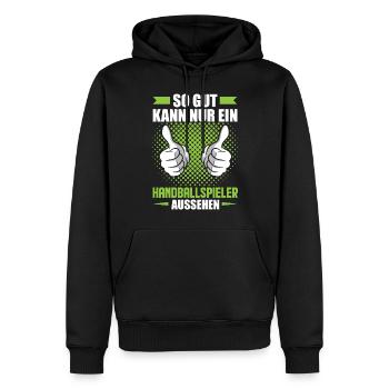 Handball Handballspieler - Männer Premium Bio Hoodie - Schwarz - Vorne - Nico (187cm)