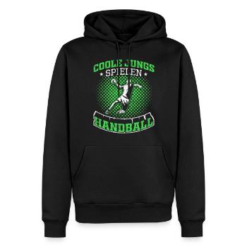 Handball | Coole Jungs spielen Handball - Männer Premium Bio Hoodie - Schwarz - Vorne - Nico (187cm)