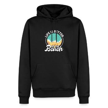 Strand - Männer Premium Bio Hoodie - Schwarz - Vorne - Nico (187cm)
