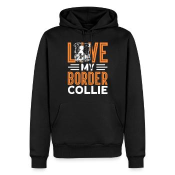 J’adore mon Border Collie - Sweat à capuche Premium bio Homme - noir - Devant - Nico (187cm)