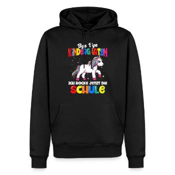 Einhorn Schulbeginn Schulanfänger Schulkind - Männer Premium Bio Hoodie - Schwarz - Vorne - Nico (187cm)
