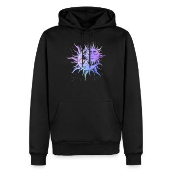 Soleil Lune Amour Étoiles Occultes Symbole Magique - Sweat à capuche Premium bio Homme - noir - Devant - Nico (187cm)