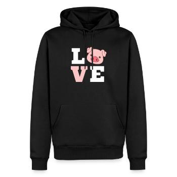Cochon - Sweat à capuche Premium bio Homme - noir - Devant - Nico (187cm)