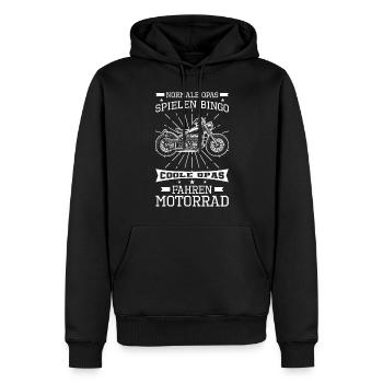 Motorradfahrer Opa - Männer Premium Bio Hoodie - Schwarz - Vorne - Nico (187cm)
