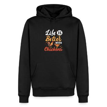 Huhn Bauernhof Geflügel Hahn Hühner Geschenk - Männer Premium Bio Hoodie - Schwarz - Vorne - Nico (187cm)