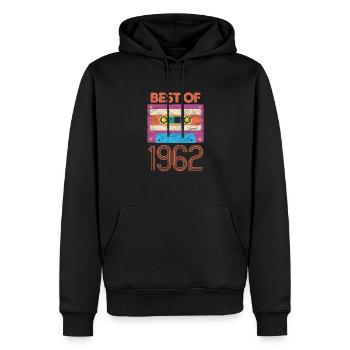 1962 - Sweat à capuche Premium bio Homme - noir - Devant - Nico (187cm)